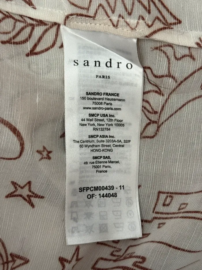 Chemise oversize Sandro imprimée – Col crochet – Taille S/M – Très bon état - photo numéro 5