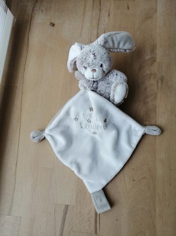 Doudou mouchoir lapin TEX baby Carrefour taupe mouchoir "mon doudou"
