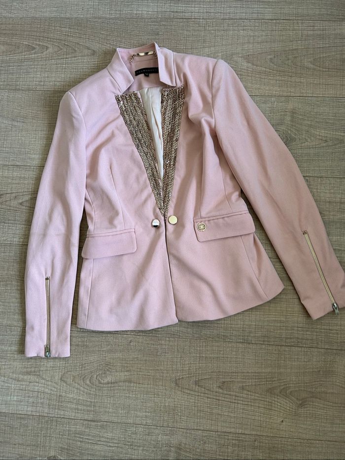 Blazer rose avec chaînettes dorées Glamorous taille M TBE - photo numéro 7