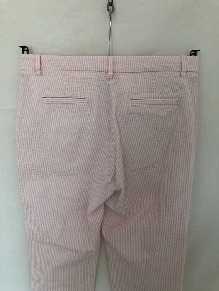 Pantalon stretch sept huitième rayures roses Benetton taille 34 neuf - photo numéro 4