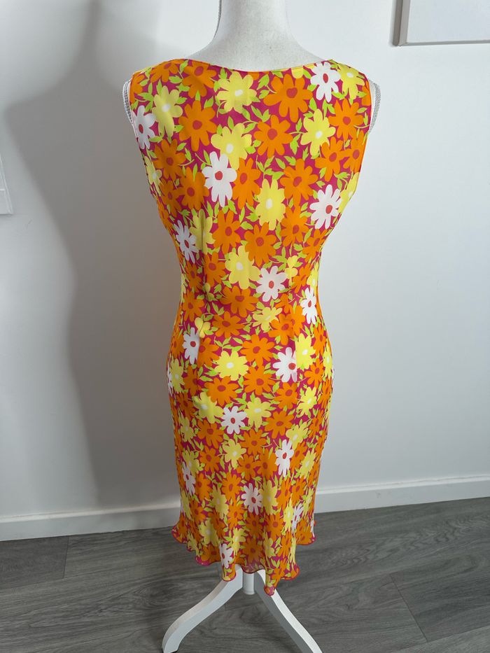 Robe à fleurs psychédélique orange et jaune Y2K T40 L - photo numéro 5