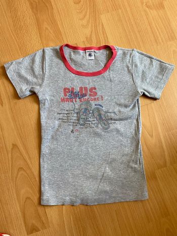 Beau maillot de corps gris MC Petit Bateau T. 8 ans/128 cm fille TBE