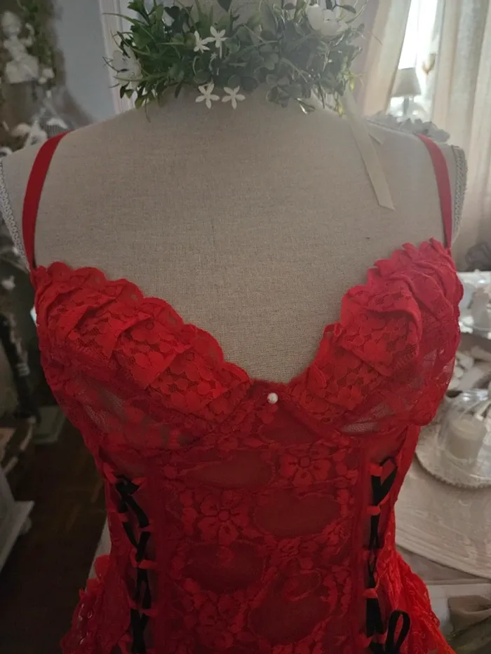 Bustier guêpière rouge Création Richard Fhal Taille XL Neuf - photo numéro 2