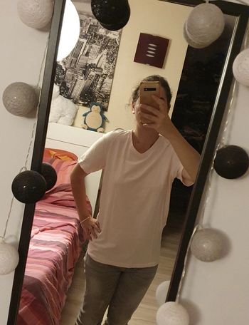 T-shirt rose pâle Pull&Bear S