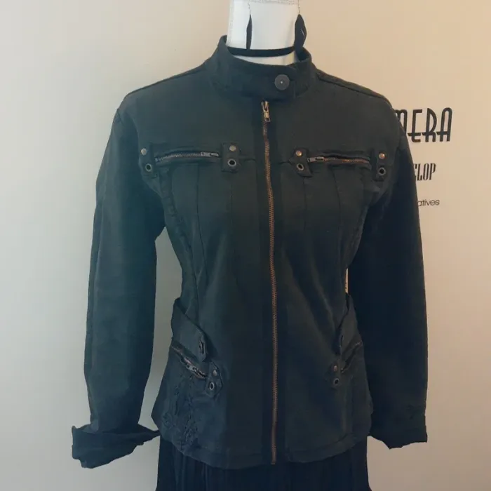 Blouson femme gris en toile coton qualité coupe perfecto Marque Hep taille 3 - photo numéro 8