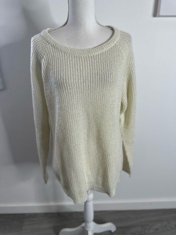 Pull blanc crème et argenté Damart T42/44 XL/XXL