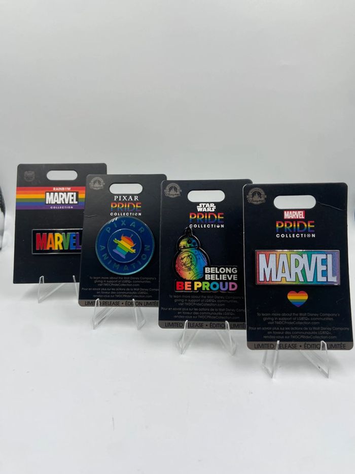 Lot de 4 Pin's Disney Pride Collection - Marvel, Star Wars & Pixar - Édition Limitée