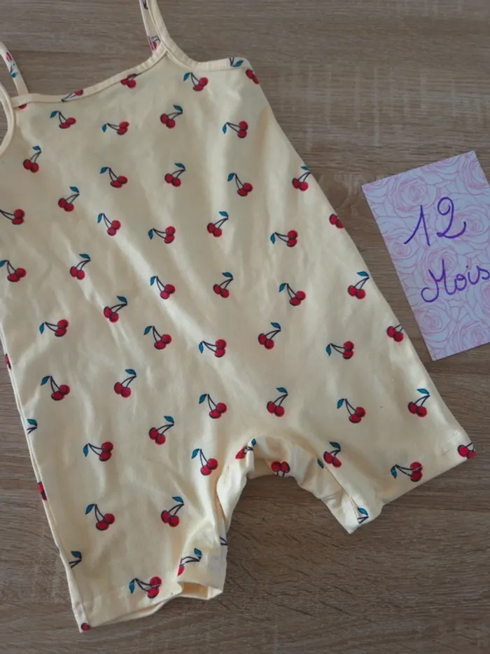 Barboteuse cerise jaune 12 mois