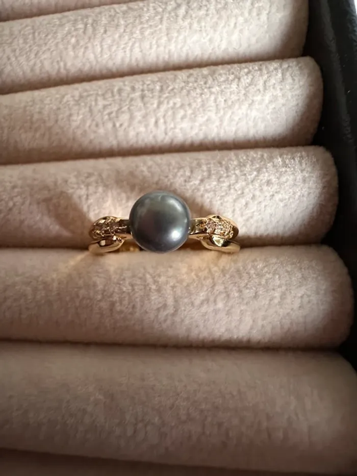 Bague en argent 925 et véritable perle noire fait main – Élégance intemporelle - photo numéro 4