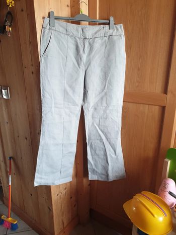 Pantalon gris lin - taille 42 - marque Promod
