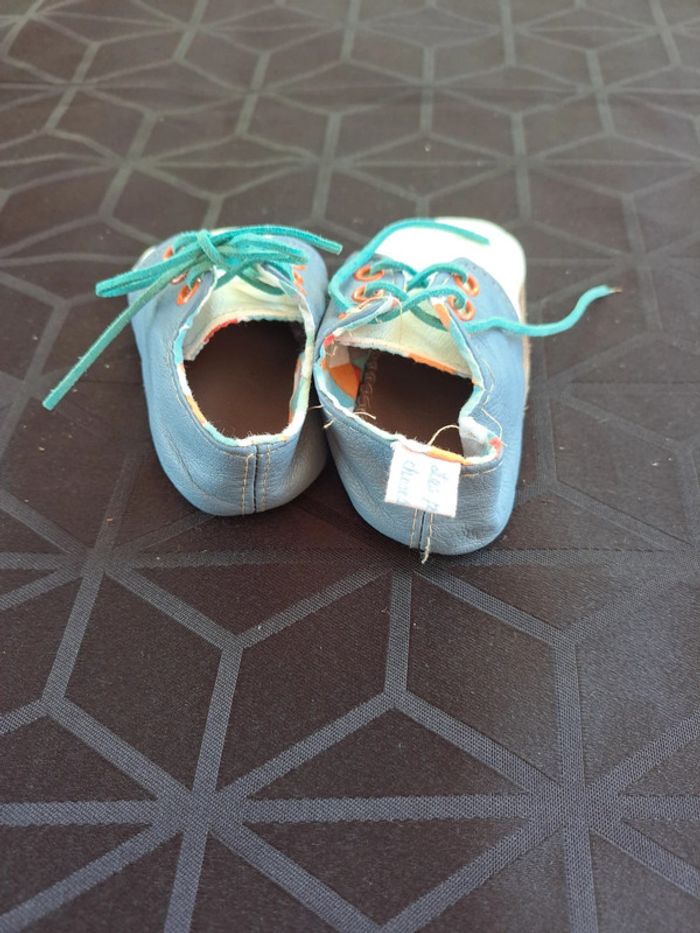 Chausson naissance bleu et blanc - photo numéro 2
