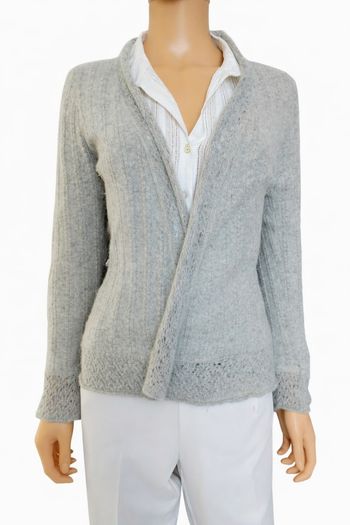 Gilet gris côtelé en angora XS N*577
