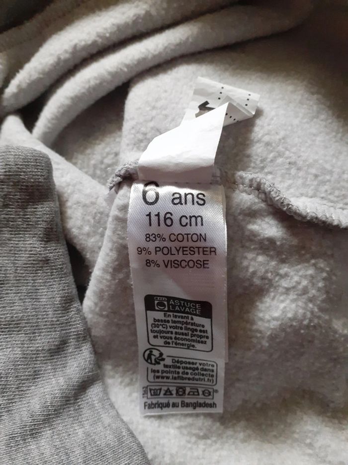 Sweat fille gris chiné écritures rouge 6 ans - photo numéro 7