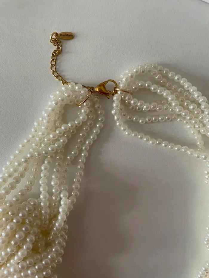 Collier torsadé perles blanches MaxMara - photo numéro 3