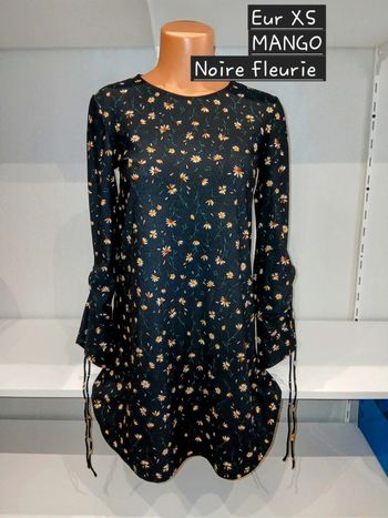 Robe Mango XS Noire fleurie