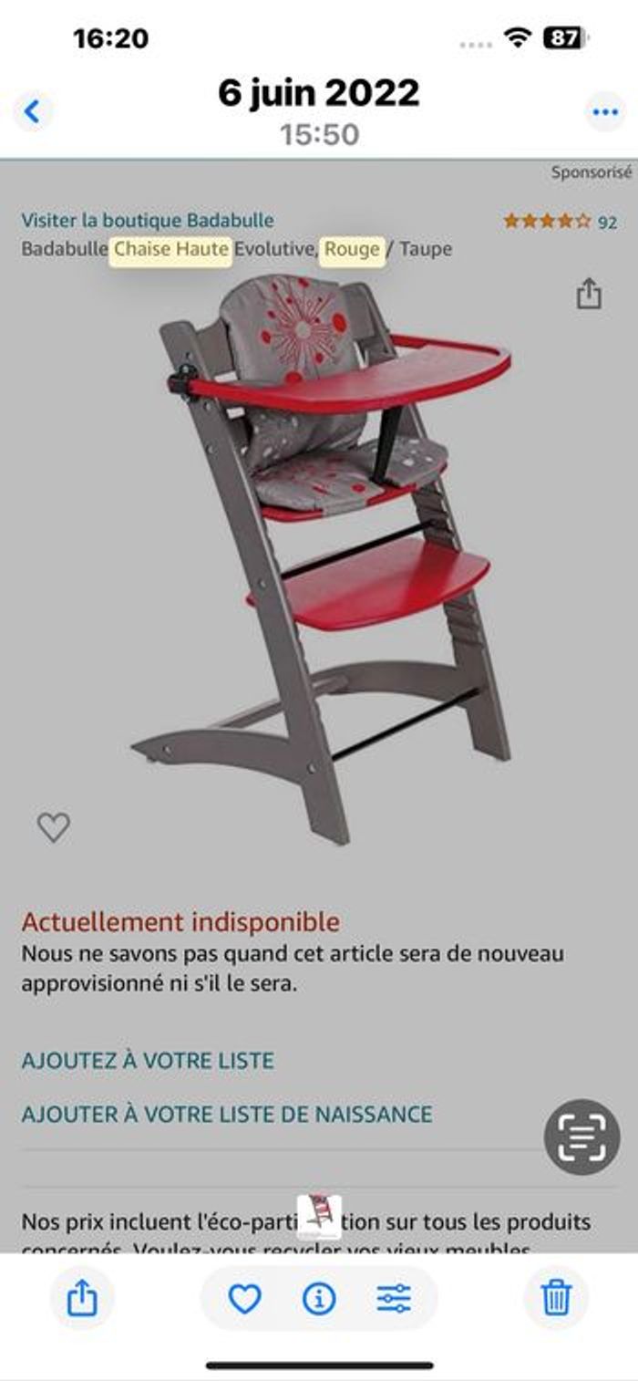 Chaise haute évolutive Badabulle - photo numéro 4