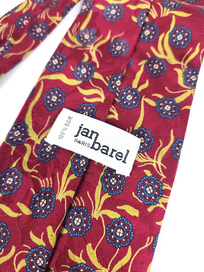 Cravate Jean Barel Paris - Soie Motif Floral - Vintage - photo numéro 6
