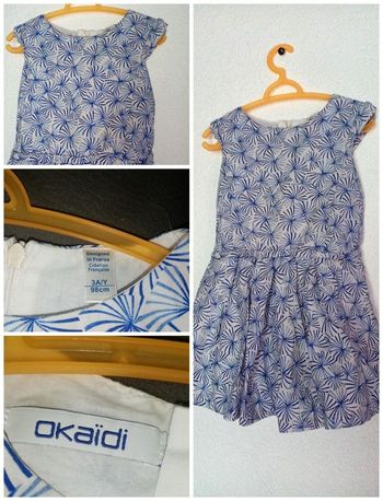 3 ans okaidi robe imprimée bleue print été /Excellent état