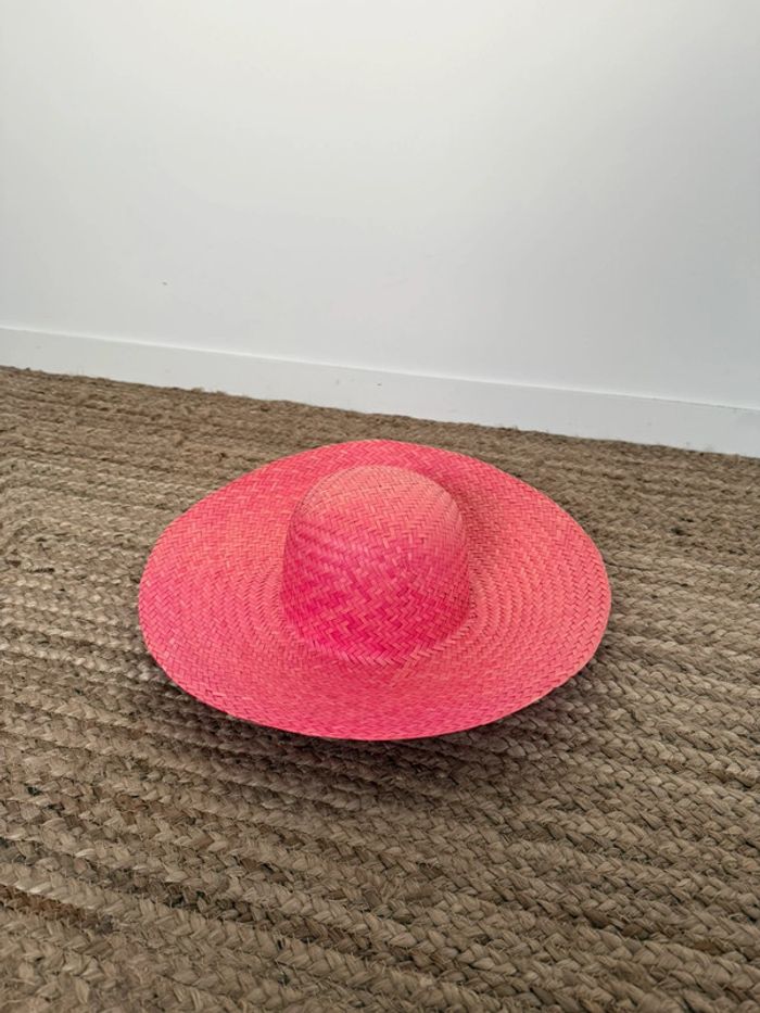 Chapeau paille rose été hut hat Sombrero Cappello hoed Chapéu plage playa - photo numéro 3
