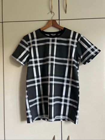 T shirt à carreaux blanc et noir