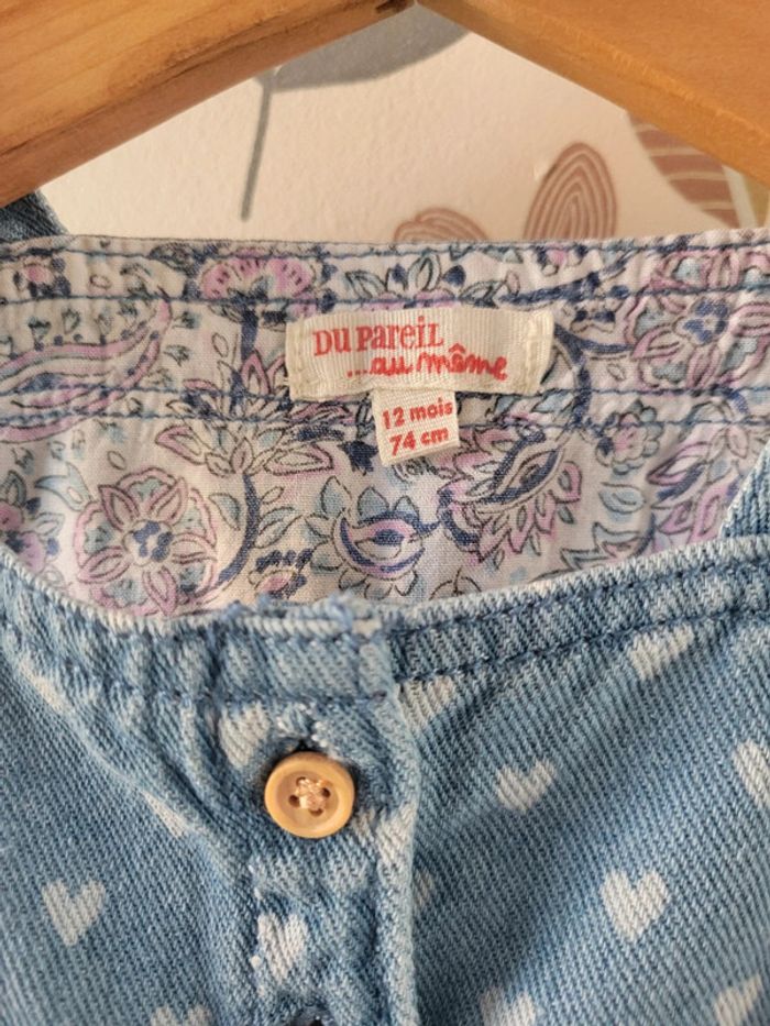 Robe en jean motifs coeurs - 12 mois - photo numéro 4