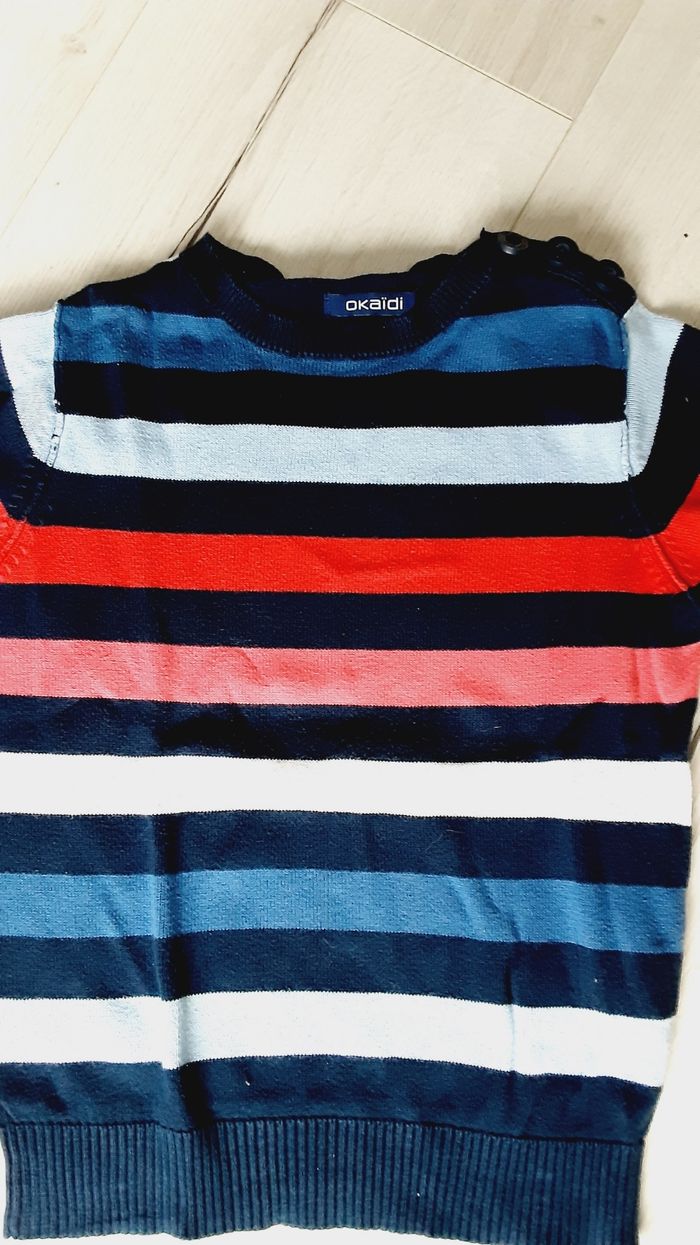 Vêtement garçon pull rayé Okaïdi 5 ans - photo numéro 2