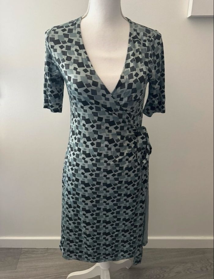 Robe portefeuille psychédélique bleue Vintage T36 S