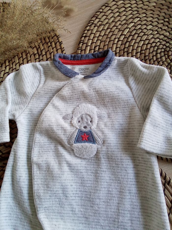Lot babygro velours tons gris + 2 bodies assortis Obaibi - photo numéro 3