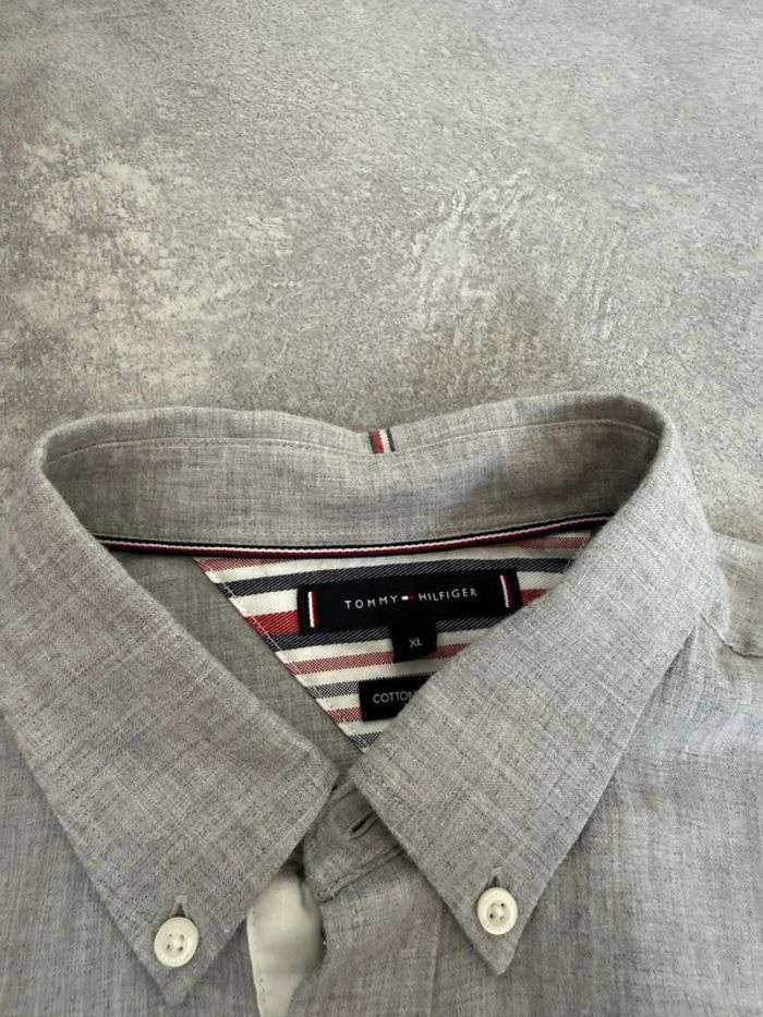Chemise Tommy Hilfiger homme unie grise coton et cachemire taille XL - photo numéro 4