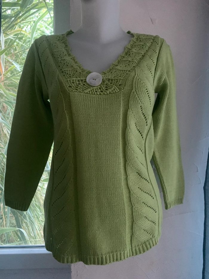 Pull DS taille 40 vert pomme - photo numéro 2