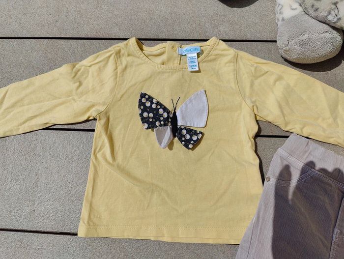 Ensemble 4 pièces Obaibi fille gris et jaune 12 mois - photo numéro 6