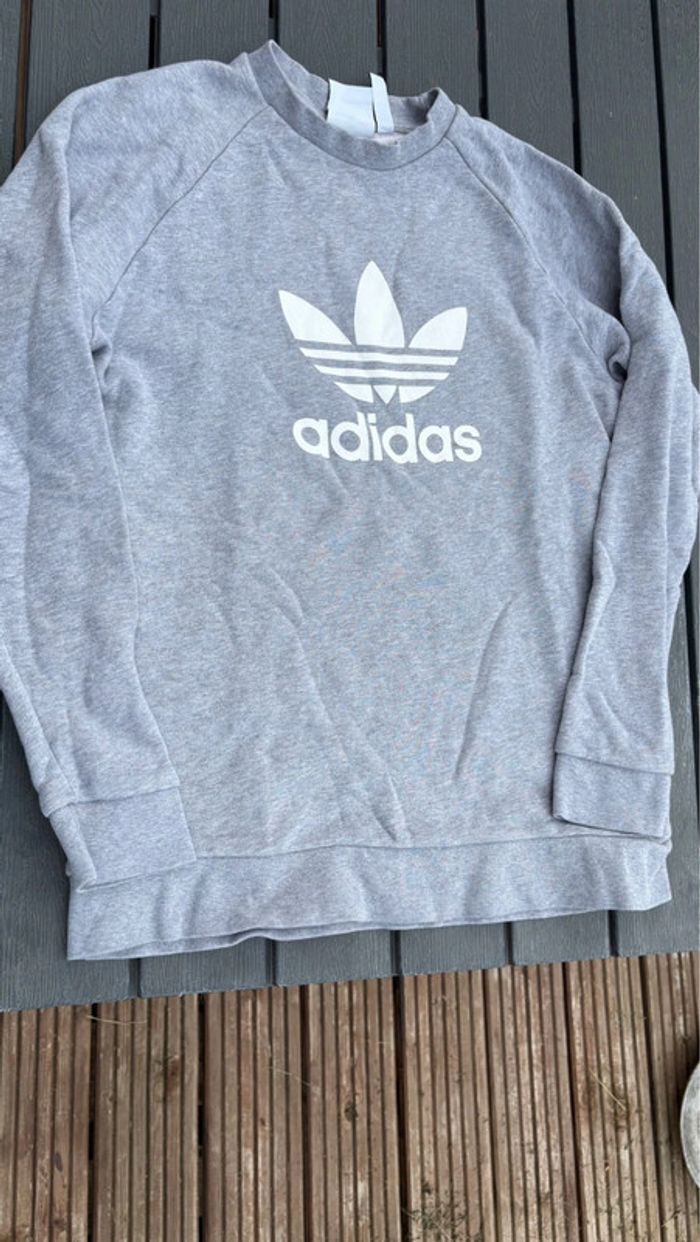 Pull Sweat adidas gris taille M femme - photo numéro 2