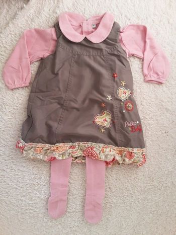 Ensemble 3 pièces robe + t-shirt + collants 18 mois