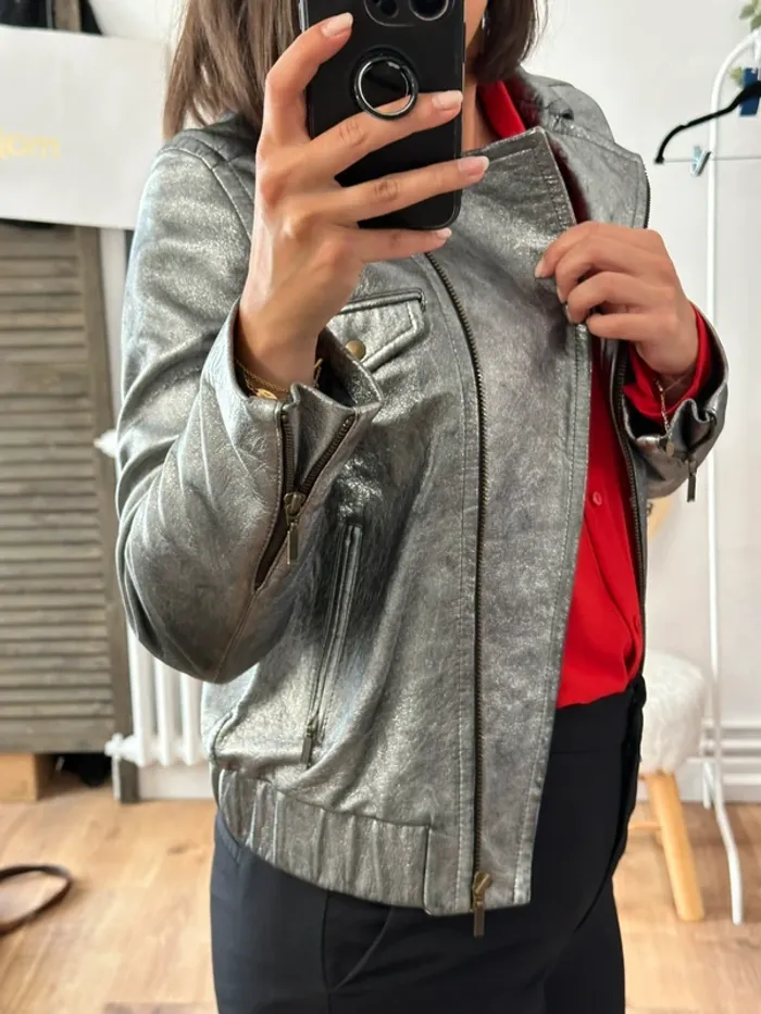 Perfecto Sandro argenté taille 36 - photo numéro 3