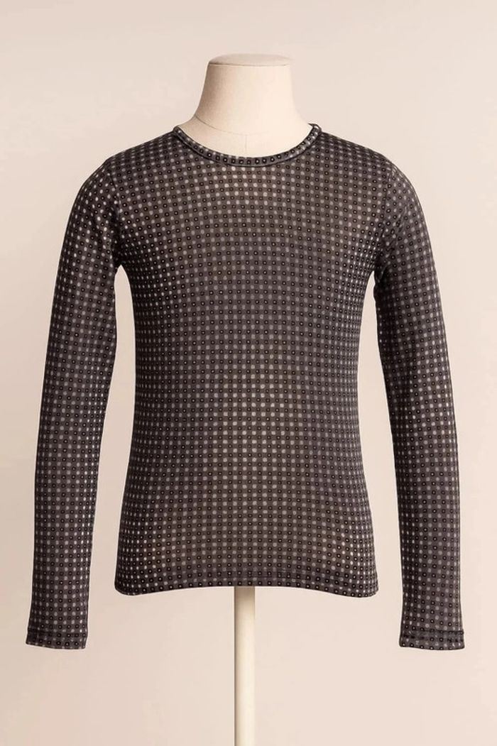 Tee shirt léger manche longue gris motif noir blanc La Fée Maraboutée Taille 6 / 8 ans - photo numéro 2