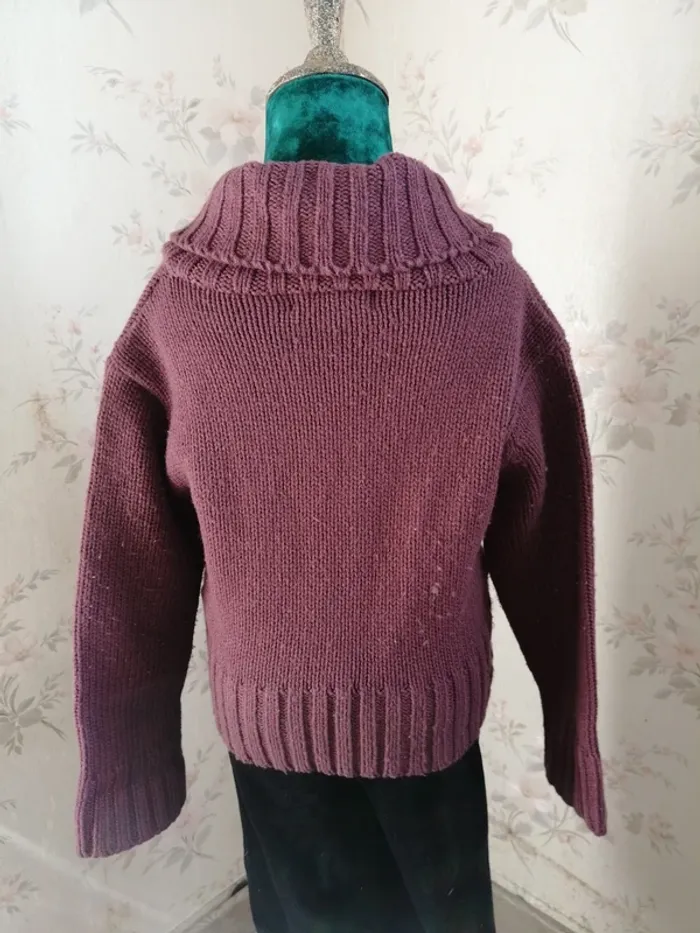 Gilet Boléro marron prune avec bouton et détails côtelés / liorina / (6ans) - photo numéro 7