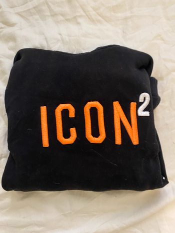 Sweat à capuche noir Icon 2 – Capuche orange