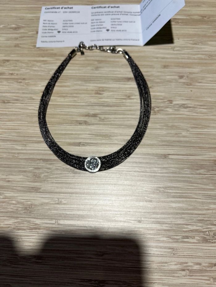 Bijoux Victoria collier lurex cristal rock sil + bracelet ionisé couleur or et rose - photo numéro 2