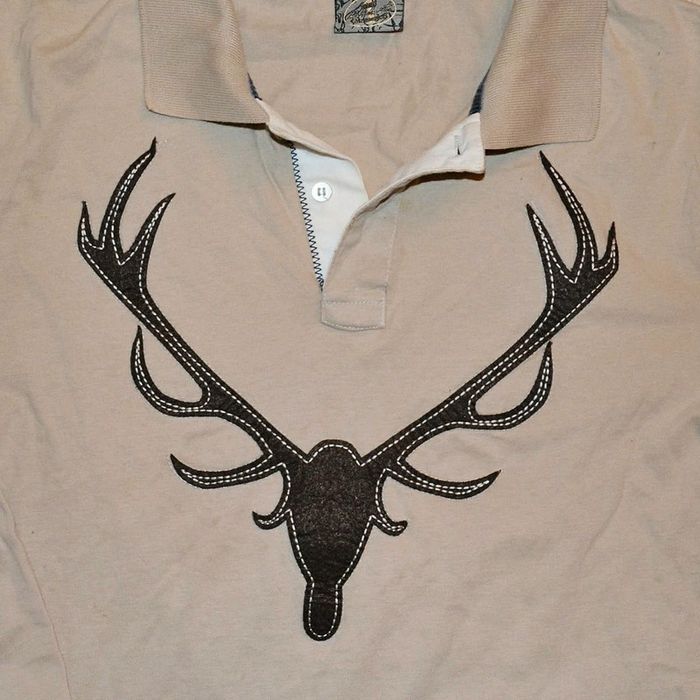 High Society Designed for Ritz Rosi Polo Col V Beige Homme Exclusive Vintage Deer Y2K (Taille M) - photo numéro 2
