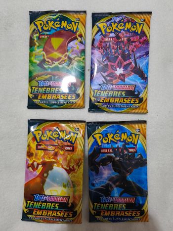 Lot 4 paquets boosters pokémon ténèbres embrasées