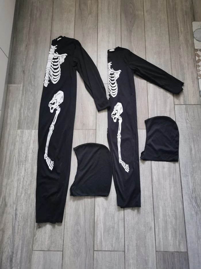 Déguisement squelette lot de 2 combinaisons et bonnets enfant