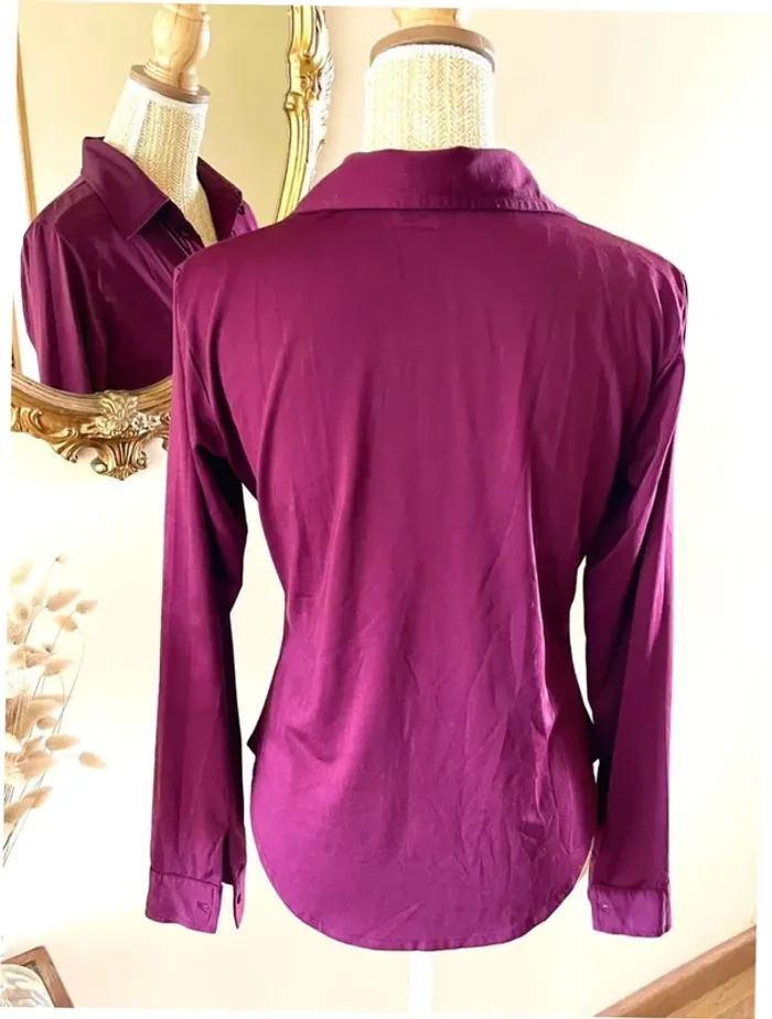 Sublime Chemise à col et boutonnage Autre Ton en Bordeaux taille 42 - photo numéro 10
