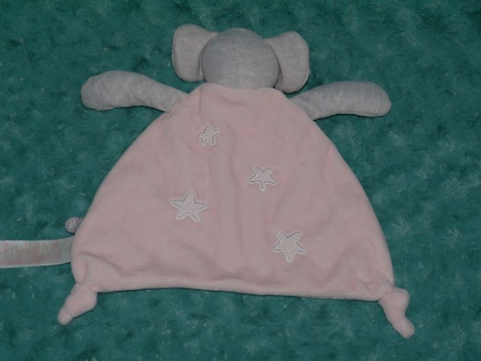 Doudou plat koala/ours rose gris étoiles obaibi 🐨tbe - photo numéro 3