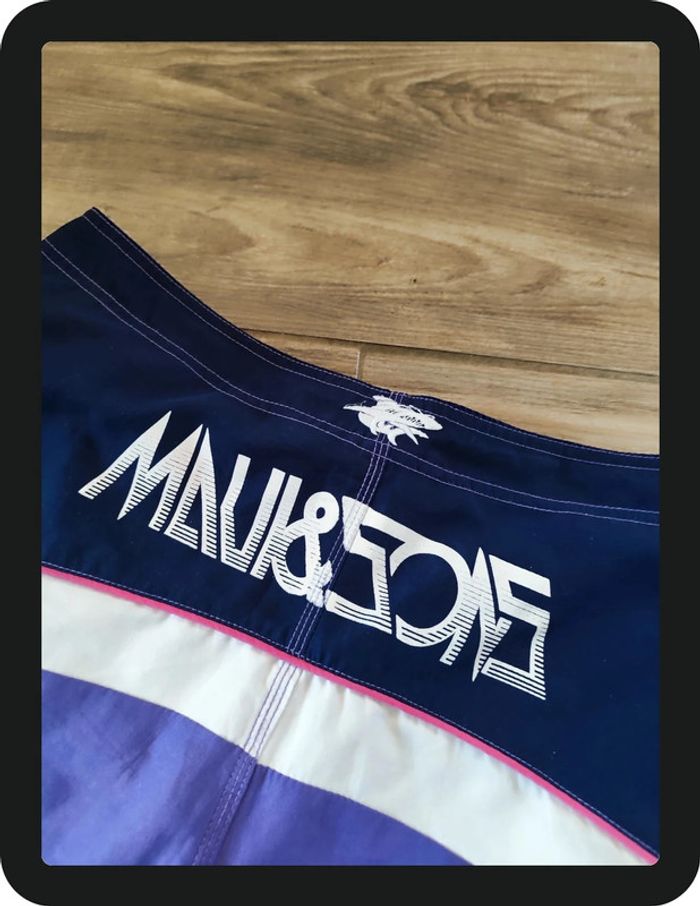 Short de bain violet bleu marine blanc Maui & Sons Taille M - photo numéro 5