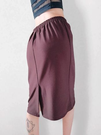 Jupe droite marron côtelé fendue vintage 🇨🇵 40/L à 42/XL