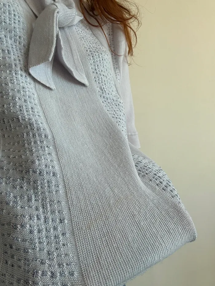 Haut vintage parme en laine à nouer manches courtes taille M - photo numéro 9