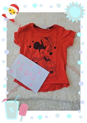 Tee shirt minnie rouge taille 4 ans