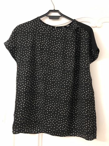 T-shirt blouse Manches courtes 36 noir et pois