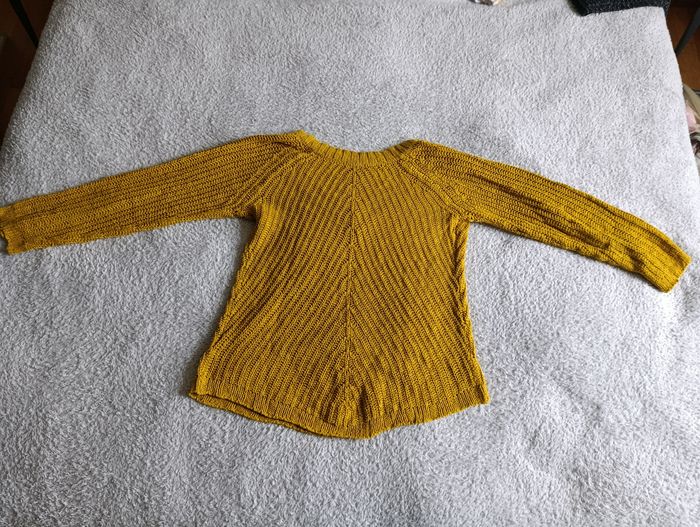 pull moutarde en maille kiabi – taille L - photo numéro 5