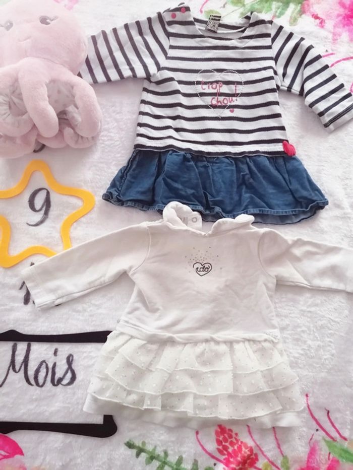Joli lot de deux tuniques 9 mois fille